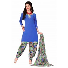 Triveni Charming Blue Colored Printed Polyester Salwar Kameez